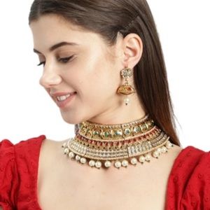 Necklace, Indian necklace, party earrings necklace, gold earrings necklace